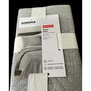 Sonoma Woven Pillow Sham Dominica Deco Charcoal Quilted Standard Queen 20 x 26